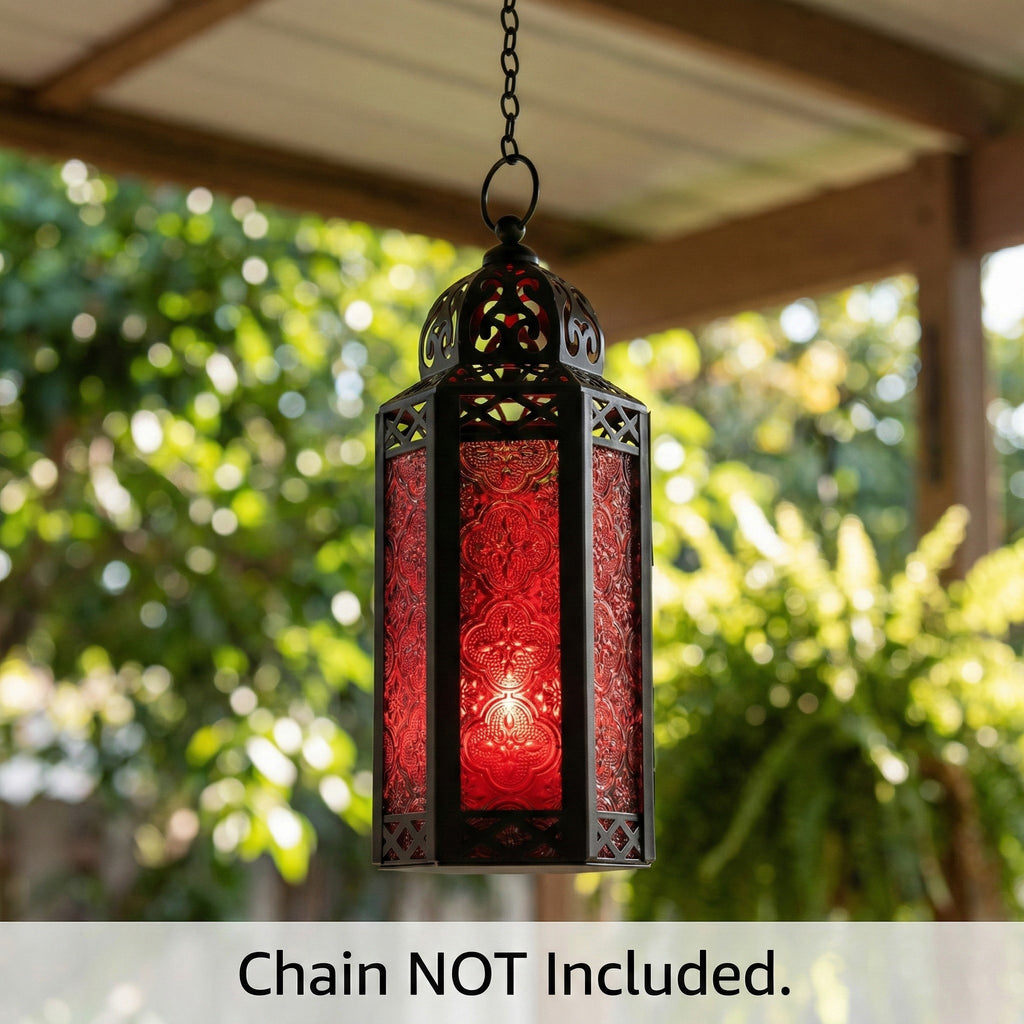Decorative Moroccan Candle Lantern Holder, Medium, 10.5" Tall