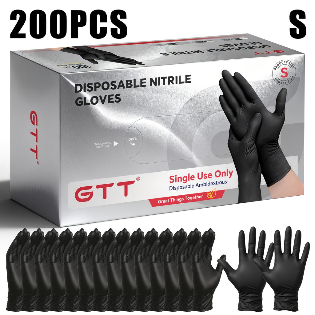 200pcs Black Nitrile Disposable Gloves - 2-box Set, And Oil-resistant, Suitable for Various Scenarios Such As Workshops, Laboratories, Cleaning, Hair Dyeing, Tattoos, And Pets