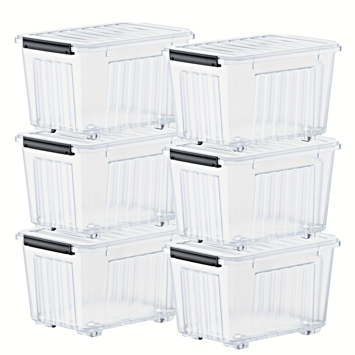 4/6 Pack of Storage Boxes with Lids And Wheels, 72 And 97 Quarts Capacity, Ideal for Storing Various Household Items, Stackable, Available in Three Colors
