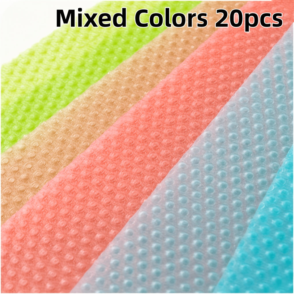 20pcs High - Quality Refrigerator Mats and Liners - Sapphire Green, Easy to Clean, Washable, Durable EVA Material, for Freezers, Shelves, Cabinets, Kitchen Essentials, Shelf Liners, Mixed Colors