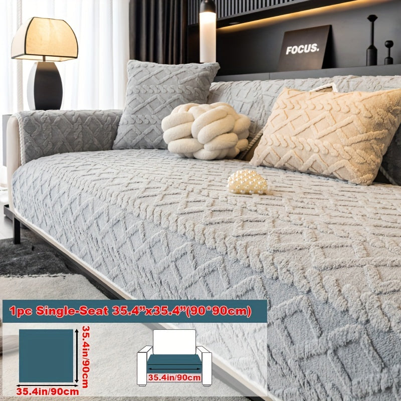 1pc Plush Sofa Mat, Pet Dog Friendly Sofa Cover, Couch Cover Plush And Delicate Soft Anti Slip Protection Sofa, Bedroom, Office, Living Room Decoration, Home Decoration Local Warehouse Send Out Goods