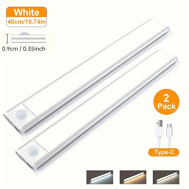 4/2/1pc LED Motion Sensor Under Cabinet Lights, 3 Color Temperatures Wireless USB Rechargeable Night Light, Indoor Closet Lights, Stick-On Anywhere Magnetic Under-Counter Light Fixtures For Kitchen Cabinet Wardrobe Cupboard Stairs.