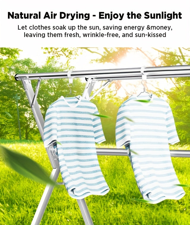 Clothes Drying Rack 63" And 78.7" Two Types, Retractable Length And Folding Outdoor Indoor Use Durable Metal Drying Rack, Drying Rack Clothing Collapsible, Foldable Laundry Drying Rack, Heavy Duty Stainless Steel Clothesline, Drying Racks