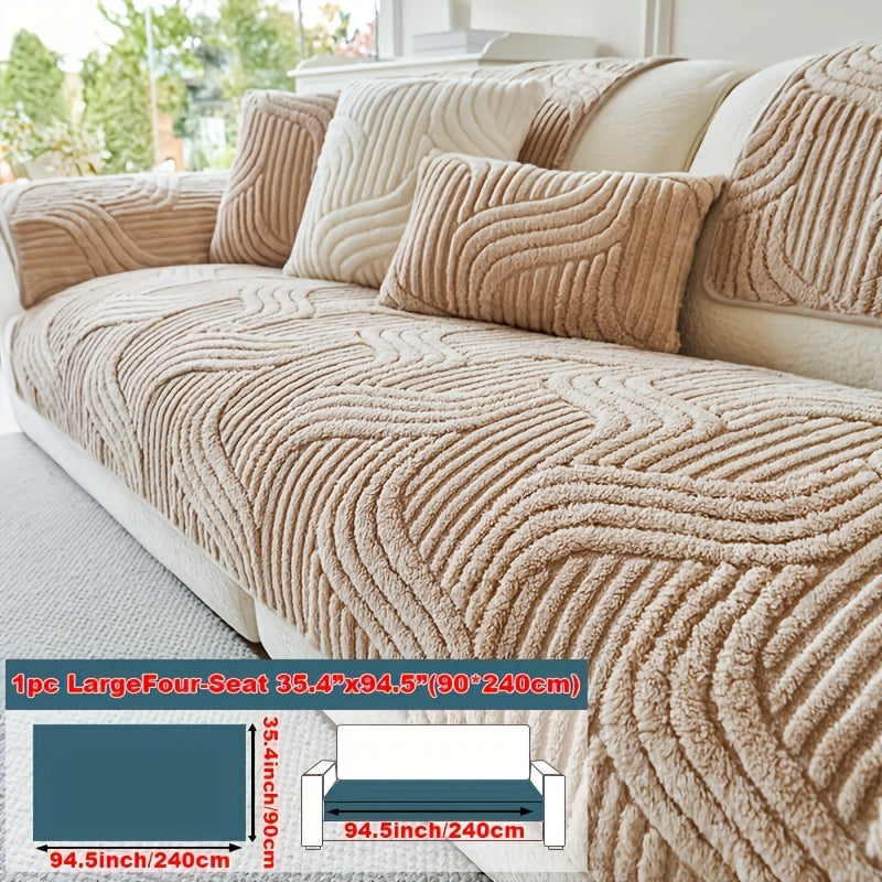 Modern Luxury Faux Non-Slip Sofa Pad, Bohemian Plush Slipcover, Non-slip, All Season, Easy Care, Machine Washable, Pet Friendly, Soft And Comfortable - Perfect for Living Rooms, Bedrooms, Office Home Decor