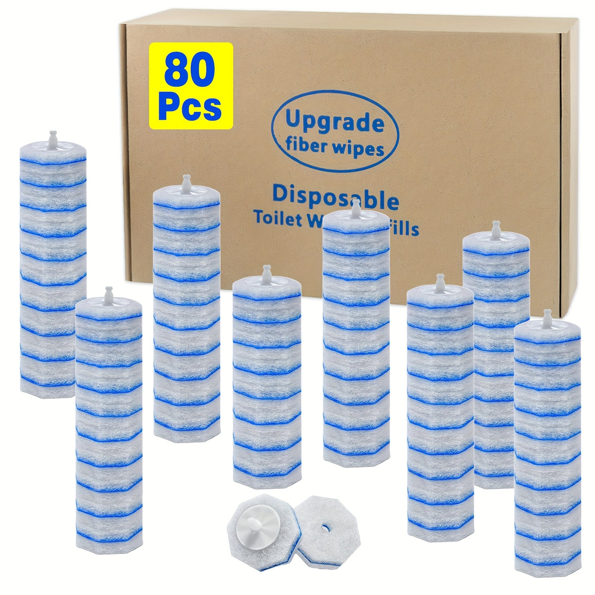 80/40-count Toilet Wand Refills for Clorocs, Disposable Toilet Bowl Cleaner Wand Refills, Toilet Bowl Brush Replacement, Microfiber Toilet Brush Refills for Bath & Toilet Bowl Cleaning
