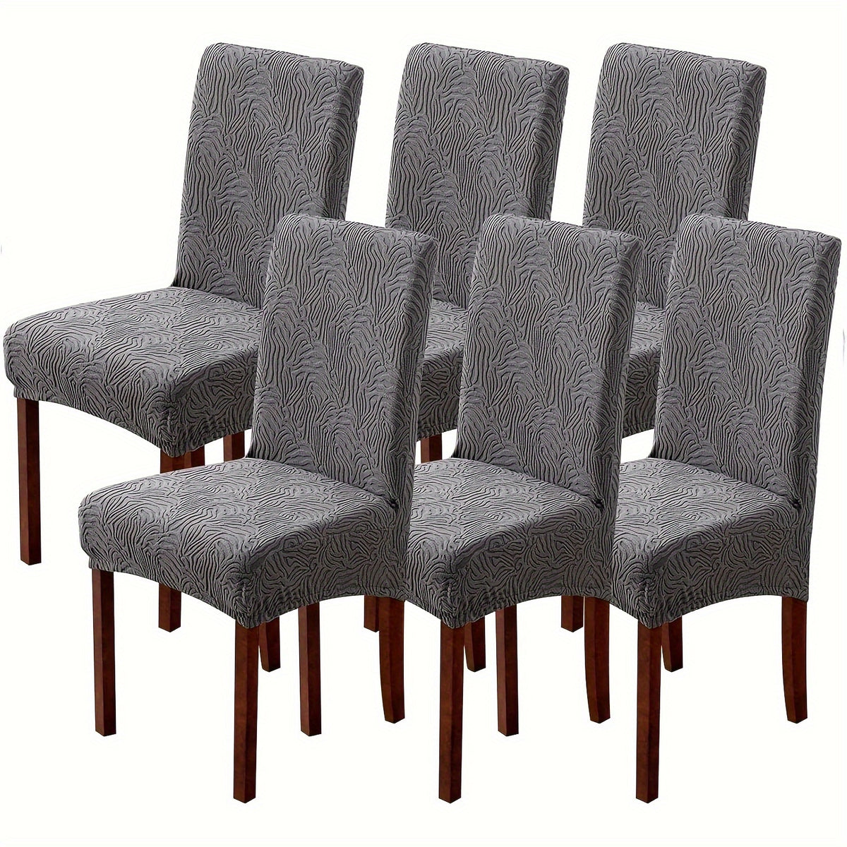 4/6pcs Chair Covers for Dining Room, Stretch Jacquard Dining Chair Slipcovers Removable Washable Chair Protector for Kitchen, Hotel, Restaurant