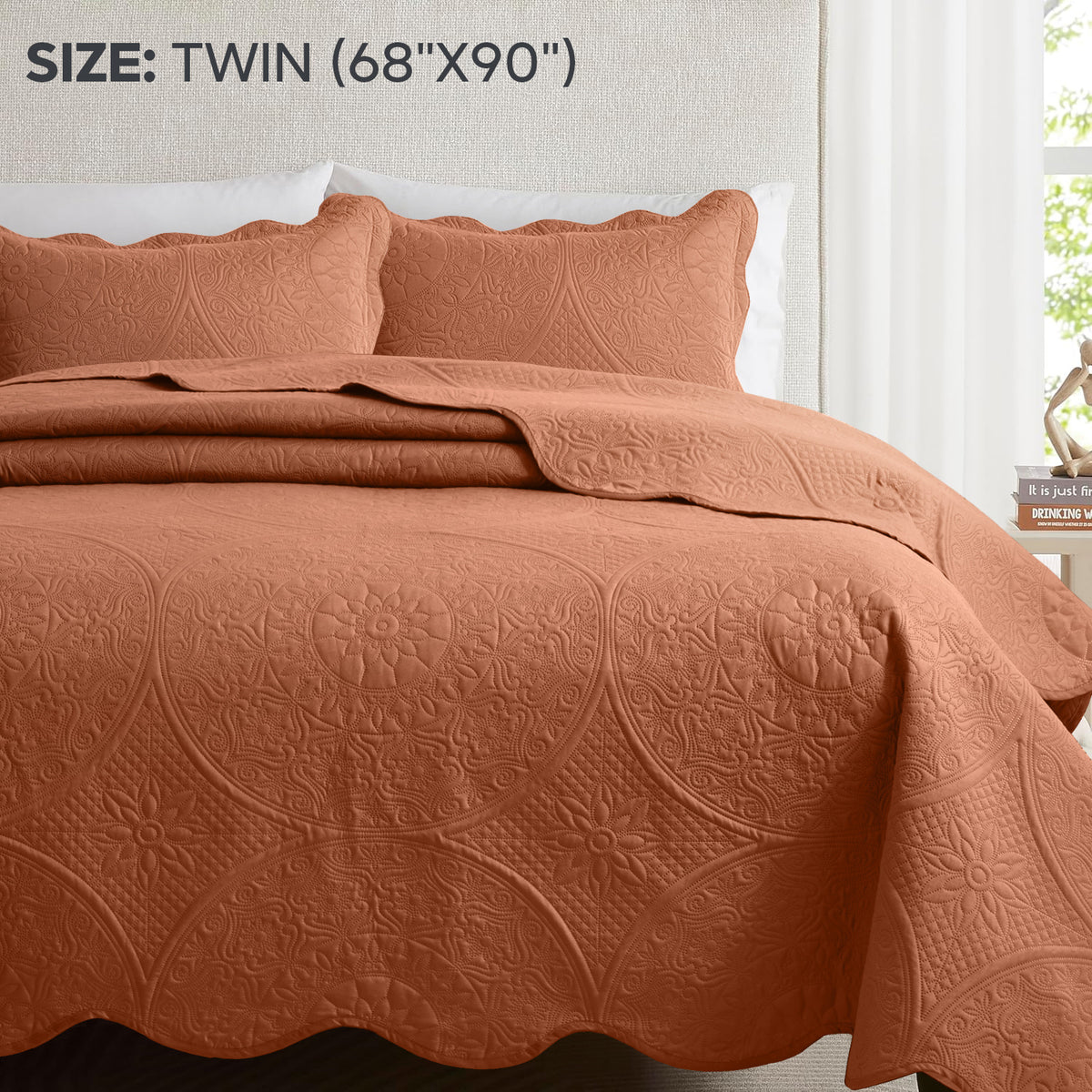 3pcs Luxury Quilted Bedspread Set – Oversize Quilt Coverlet Soft & Cozy Floral Bedspread with Pillow Shams, Breathable Lightweight for Bedroom & Guest Room Decor