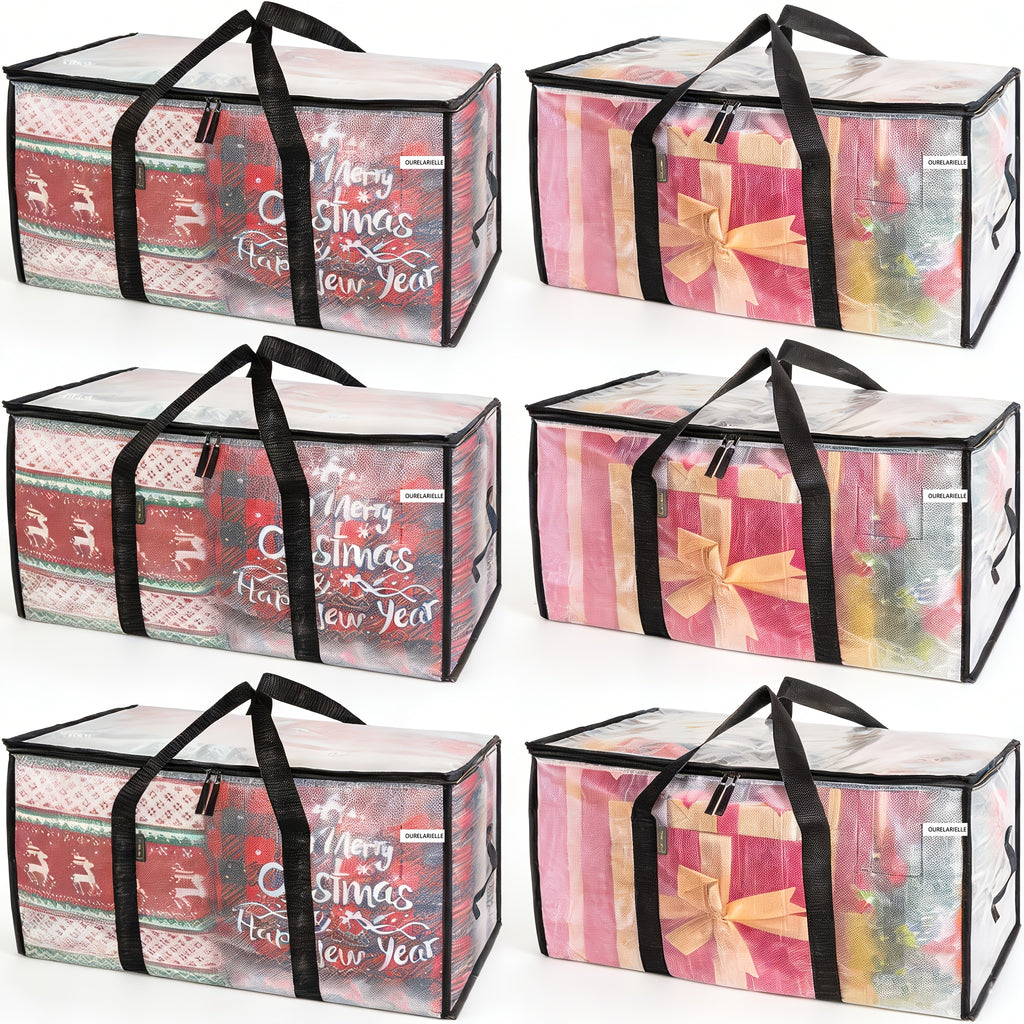 6pcs Heavy-Duty Moving Bags with Reinforced Handle - Oversized Storage Totes, Snap-Close Lid & Plastic Suitable for Clothes, Quilts,, Moving Supplies - Space Saver Bags