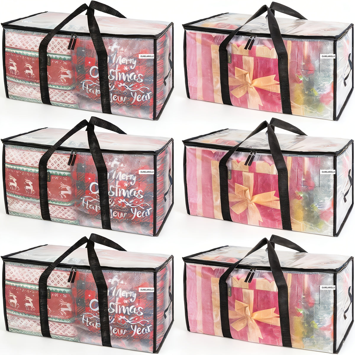 6pcs Heavy-Duty Moving Bags with Reinforced Handle - Oversized Storage Totes, Snap-Close Lid & Plastic Suitable for Clothes, Quilts,, Moving Supplies - Space Saver Bags