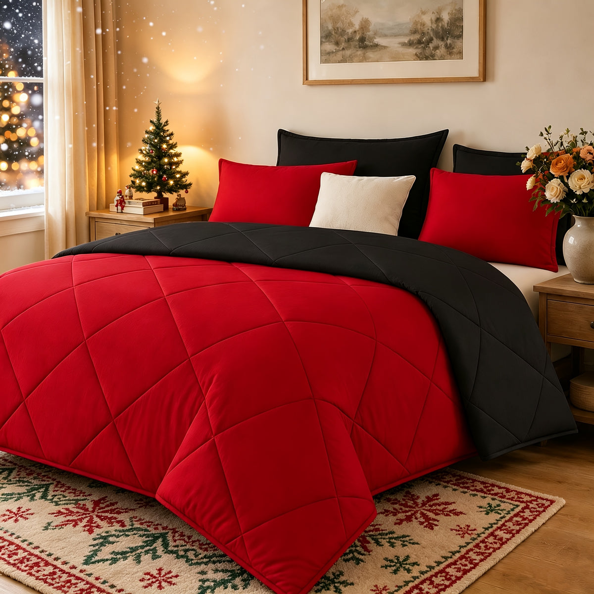 2/3pcs Solid Color Diamond Quilted Large/King Size Bedding, Soft, Comfortable, and Fluffy with Microfiber Filling and Lightweight, Breathable Fabric. Easy to Care for, Warm for All Seasons. Includes Comforter and Pillowcases. Luxurious Quality