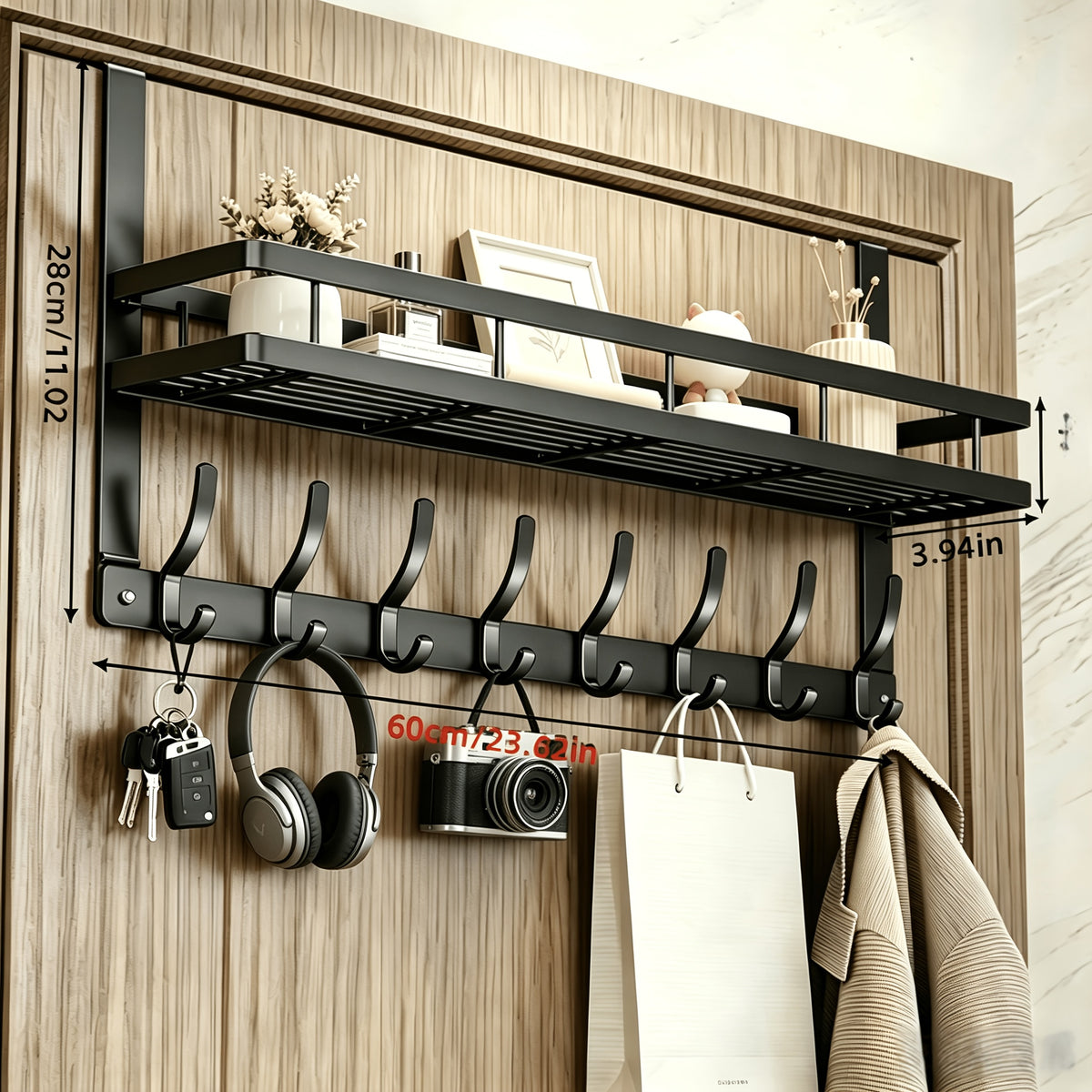 Wall-Mounted Coat Rack, Multifunctional Installation-Free Storage Rack