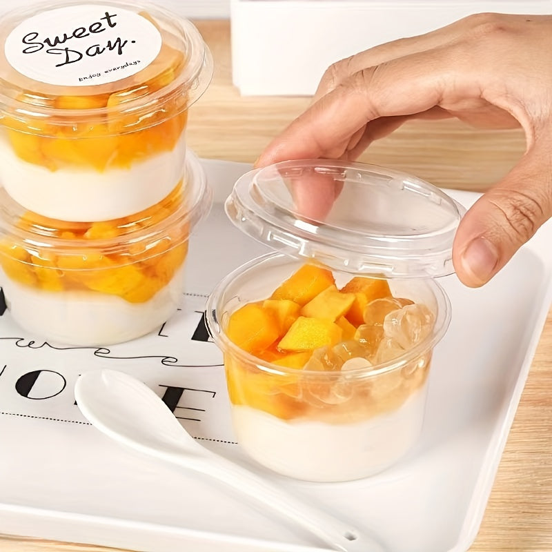 [Halloween, Christmas] 50 Party Cups with Lids Dessert Bowls Pastry Packaging Boxes- Durable And Shatterproof Dessert Containers Suitable for Yogurt, Coconut Jelly, Pudding Mousse, Oatmeal, Etc. Transparent Food-Grade Plastic, Ideal for And Events for Hal