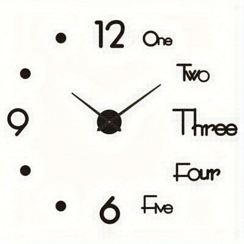 3D Sticker Wall Clock, Silent Battery Operated Plastic Analog Timepiece with Luminous or Red Style Options for Living Room, Bedroom and Office Decor