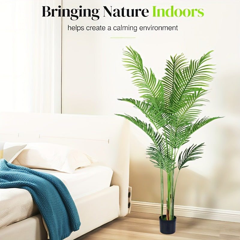 1 Pack 5.9ft Artificial Palm Plant - Crafting Floral Arranging Decor for Home Office Garden Hotel - Faux Tropical Tree with Realistic Leaves for Indoor Decor Gift Outdoor Decoration, Pool Decoration Flexible Design Christmas Decorations