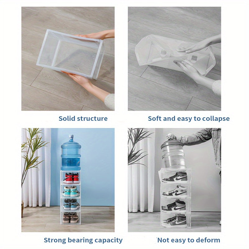 6 Pack Clear Shoe Organizer, Stackable Closet Shoe Rack, Professional Grade Shoe Display with Magnetic Door. Boot And Hat Organizer. Dustproof Shoe Organizer, Sneaker Organizer for Women/Men, Front Loading Large Plastic Shoe Organizer for Sneakers