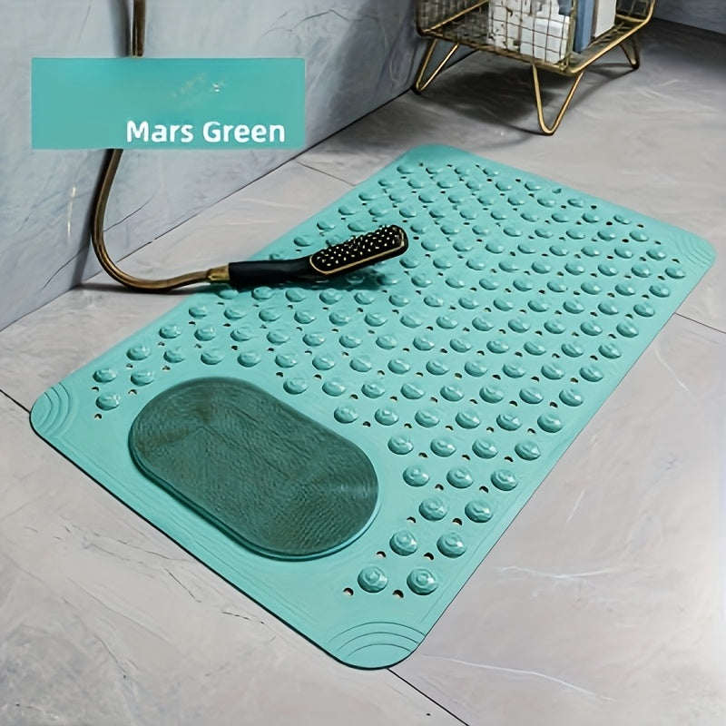 Non-Slip PVC Bath with Massage Buttons- Light& Multi-Color Polka Pattern, Rectangular Shower and Bathroom Safety, 0.35inch Thick, Durable PVC Material, Bath Accessories