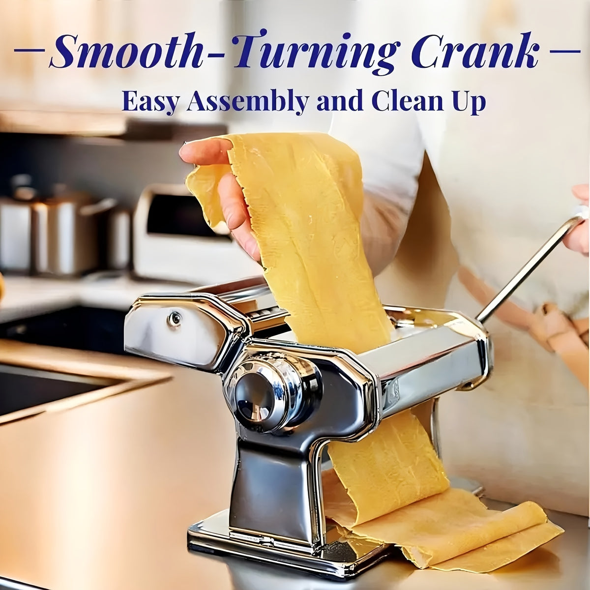 Pasta Maker Machine, 8-Adjustable Thickness Settings, 2-in-1 Pasta Machine with Roller and Cutter, Dough Press for Making Pasta, Perfect for Spaghetti, Fettuccine, Lasagna, or Dumpling Wrappers, Kitchen Gadget for Pasta Lovers, Father's Day Gift