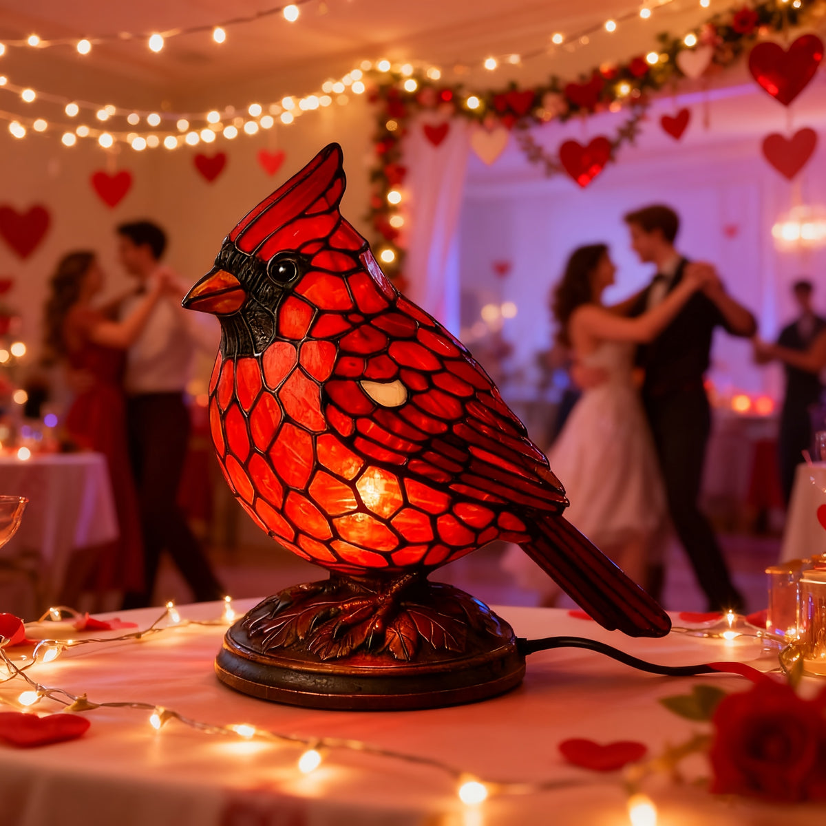 Red Cardinal Holiday Decorative Lights | Perfect for Bedrooms, Living Rooms, Study Areas, and Christmas Holiday Decorations, USB Powered, Geometric Pattern, Tabletop Mounting
