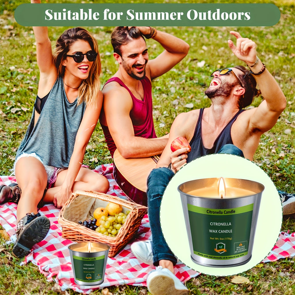 4pcs Citronella Candles Outdoor, 6oz Pack Of 4 128 Hours Burning, Citronella Candles Set Outside for Party Hiking Camping Patio BBQ Deck Lanai Garden Yard Home, Home Decor, Father's Day Gift