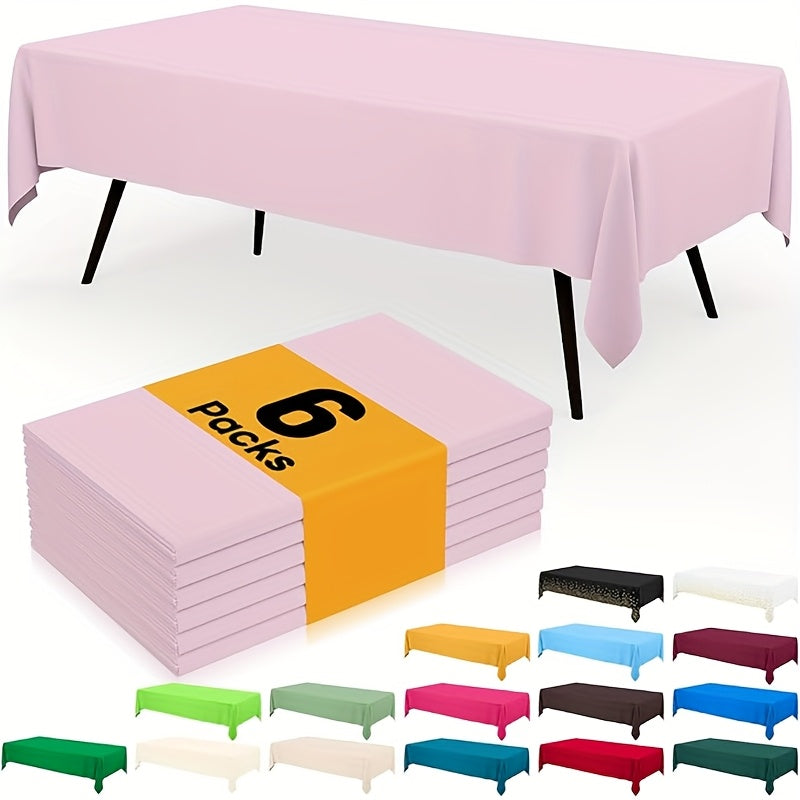 6 Pack Disposable Plastic Tablecloths 54"x72" - Vibrant Solid Colors for Indoor/ Outdoor Parties, Weddings, Birthdays, Christmas, Anniversaries & Gender Reveals - Durable Machine-Made Buffet Table Coverings, Disposable Table Cloth, Party Table