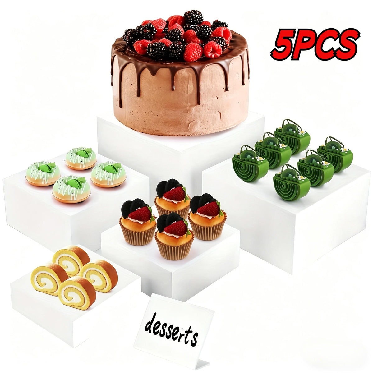 5pcs Square White Acrylic Display Stands