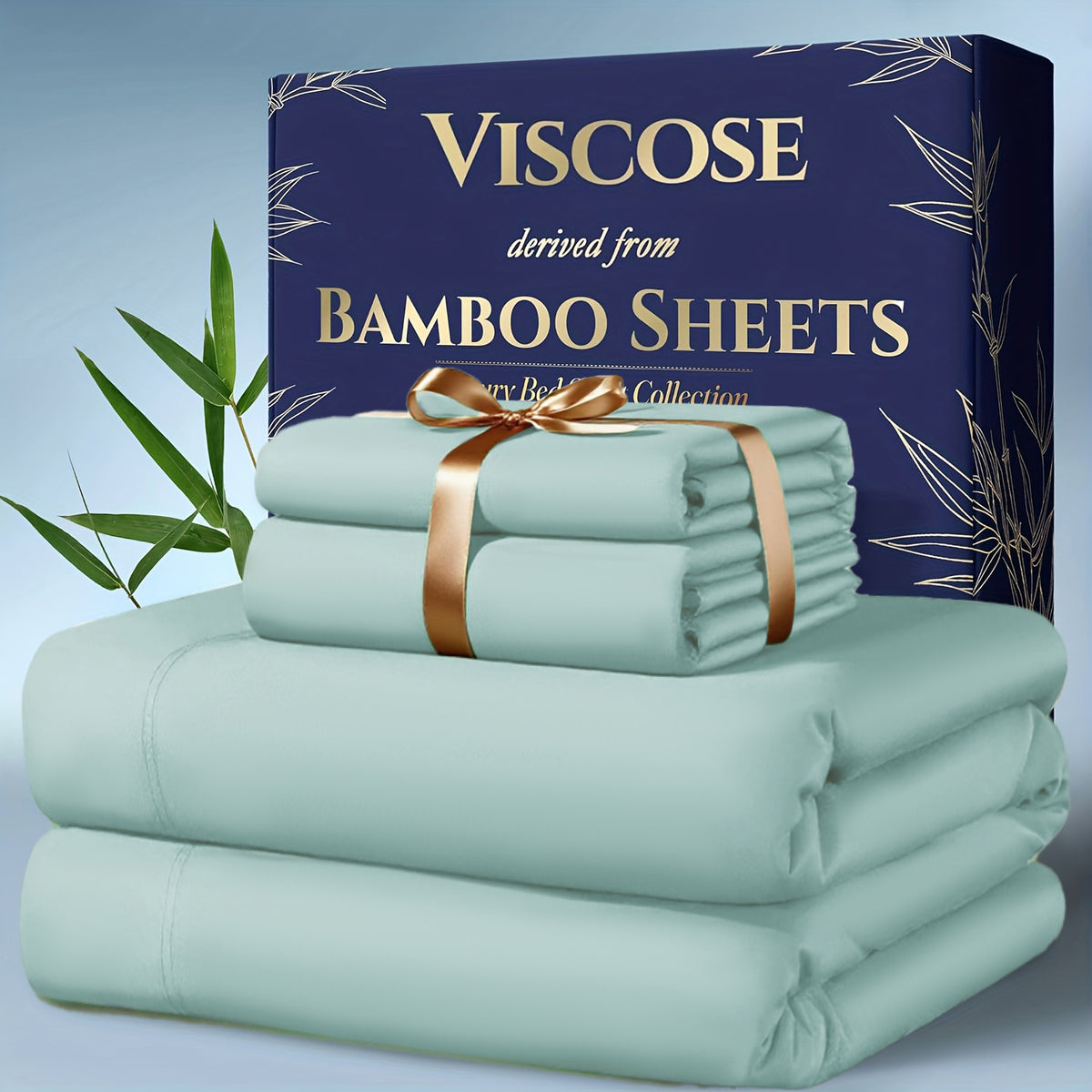 3/4pcs Cooling Bamboo Bed Sheet Set, Kids' Sheet & Pillowcase Sets 2000 TC Extra Deep Pocket 16 Inch Bed Sheet, Luxury Soft Hotel & Cooling Sheet Set for Hot Sleepers, Fitted Sheet+Flat Sheet+Pillowcases, Twin/ Full/ Queen/ King