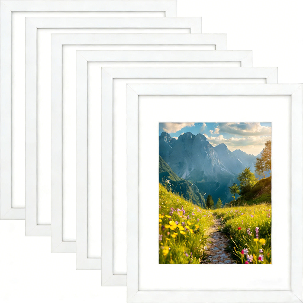 6 Packs 6x8/8x10/9x12/11x14/16x20 Picture Frames Set, Engineered Wood Gallery Wall Frame Set with Plexiglass - Wall Mounting or Tabletop Display
