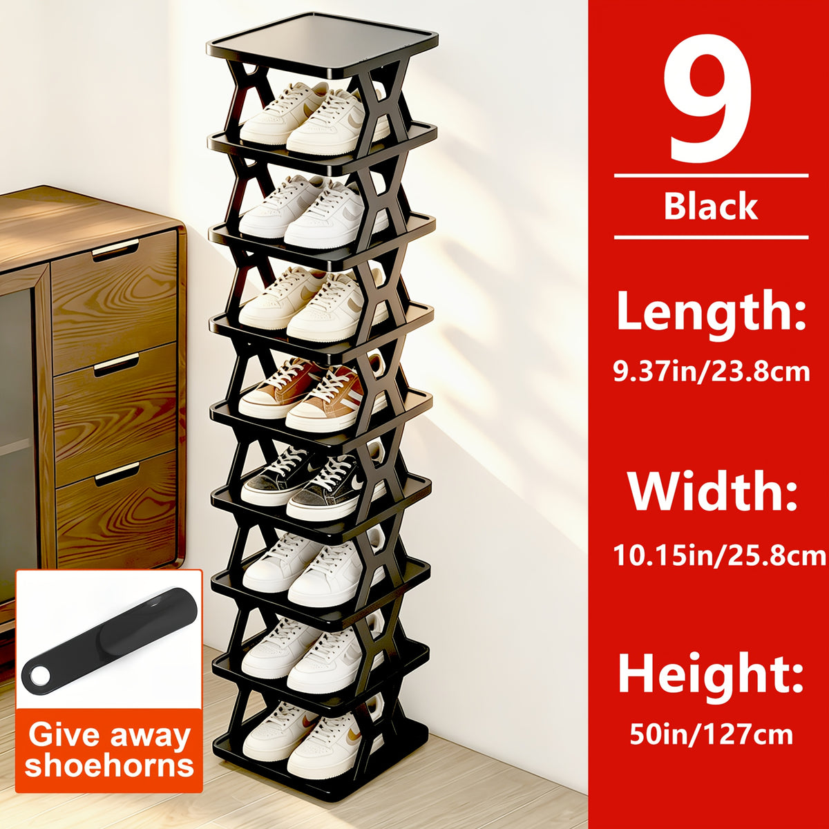 1pc Removable 4/6/9 Tier Shoe Rack, Space Saving Folding Shoe Rack for Home And Dormitory, Hallway, Living Room - Separate Narrow Shoe Rack for Indoor Doorway Storage. Holds Keys, Small Photo Frames, Etc.