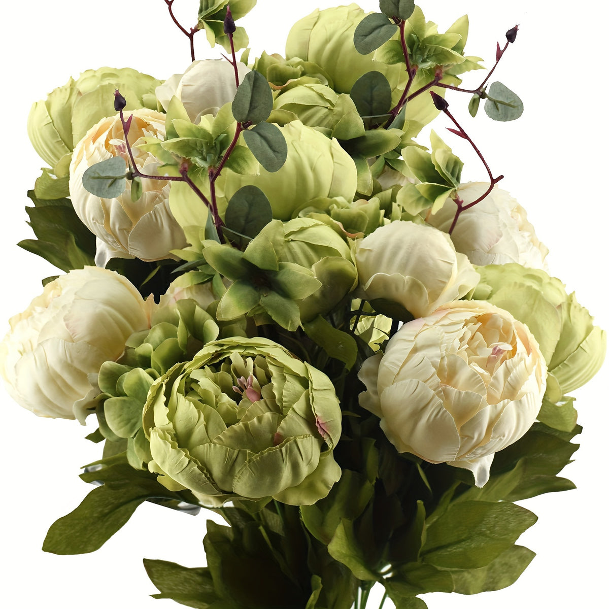 Vintage Faux Peonies And Hydrangeas For Bridal Home Decor - Beautiful Floral Centerpiece (rustic, Beige, Green Mix)
