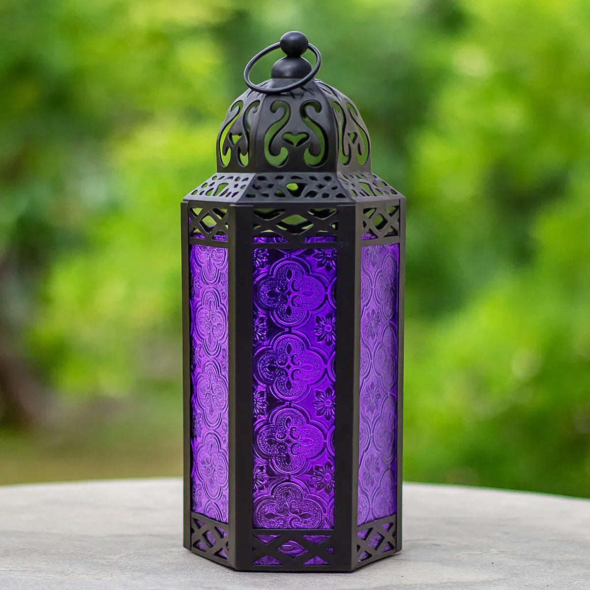 Decorative Moroccan Candle Lantern Holder, Medium, 10.5" Tall