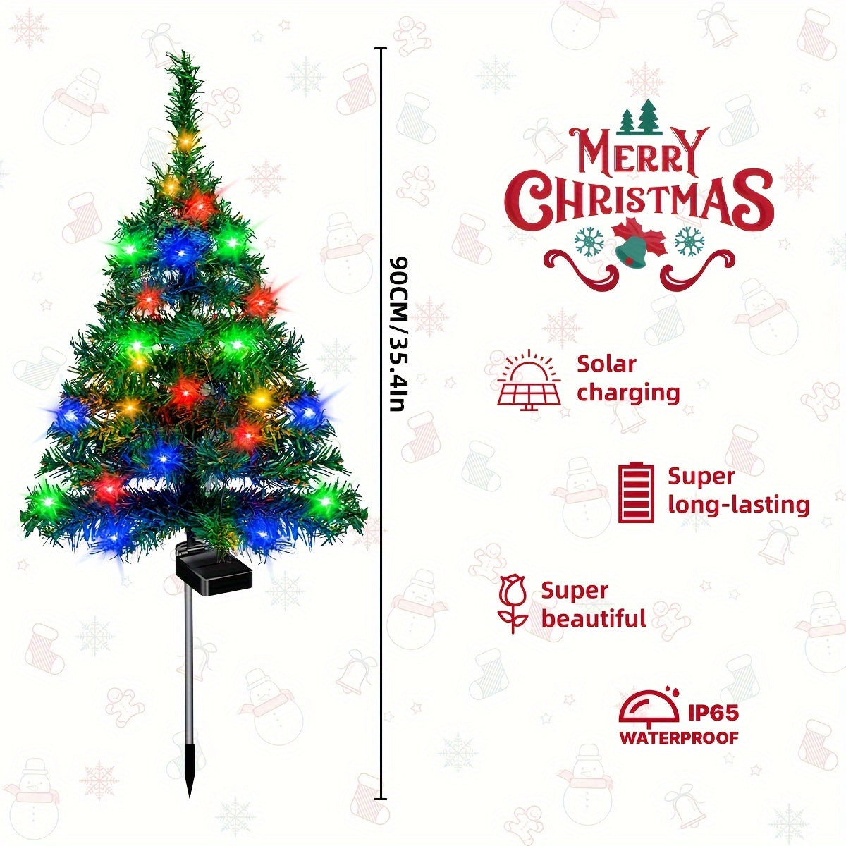 (4-Pack Ordinary Solar Christmas Tree) Christmas Party Christmas Tree Decoration Garden Light Outdoor Solar Energy-Saving Decorative Light - Suitable for Doorstep Path, Courtyard Lawn Gardening Decoration, Halloween/Christmas Decor