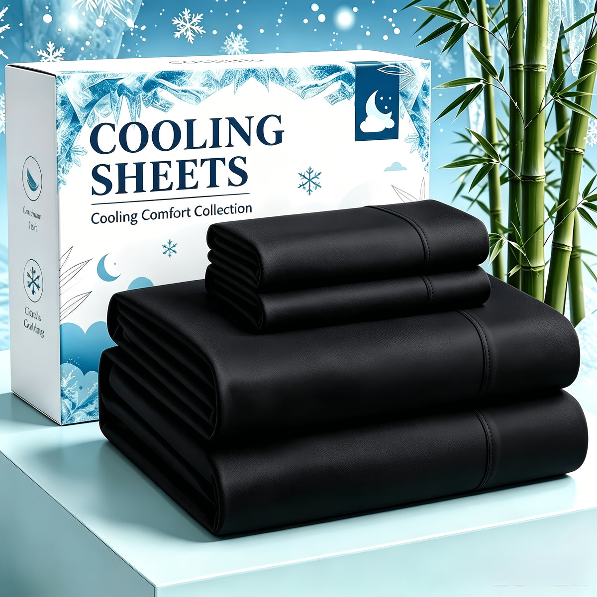 4-Piece Luxury Cooling Sheet Set - Breathable And Cooling Sheets - Hotel Luxury Sheet Set - Easy to Install And Secure - Soft, Wrinkle-Resistant Comfortable Sheets - Extra Deep Pocket Sheet Set - 4-Piece Set, Color Random