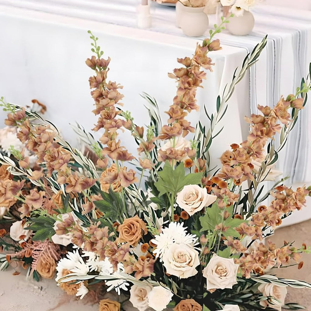 8pcs Dusty Blue Delphinium Artificial Flowers 33.5 Inch Faux Delphinium Stems Larkspur Flowers for Wedding Table Centerpieces Home Garden Decor