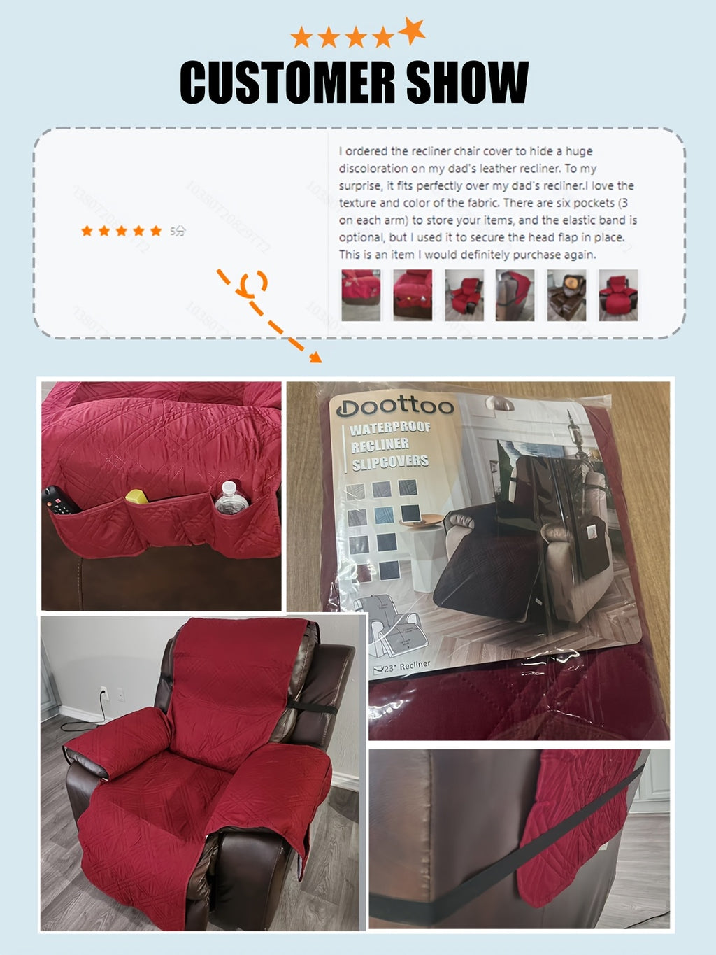 1pc 100% Waterproof Recliner Chair Cover, Non Slip Recliner Covers for Recliner Chair with Pocket, Pet Scratch-Resistant Sofa Slipcover, Washable Furniture Protector, Easy to Install for Living Room, Bedroom, And Study, Halloween Home Decorations