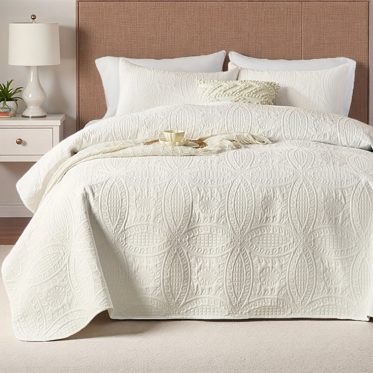 2/3pcs Quilt Set Bedspreads Queen Size - Soft & Refreshing Quilt Lightweight Microfiber Bedspread(1 Quilt, 1 Or 2 Pillow Cases) - Modern Style Coin Pattern Coverlet For All Seasons - Family Gift Set, Multiple Colors Plus Random Color Available