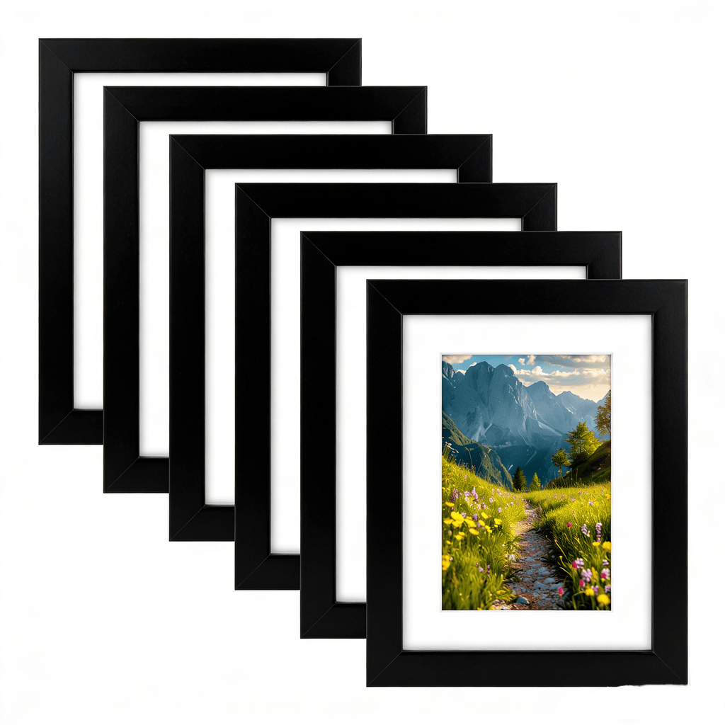 6 Packs 6x8/8x10/9x12/11x14/16x20 Picture Frames Set, Engineered Wood Gallery Wall Frame Set with Plexiglass - Wall Mounting or Tabletop Display