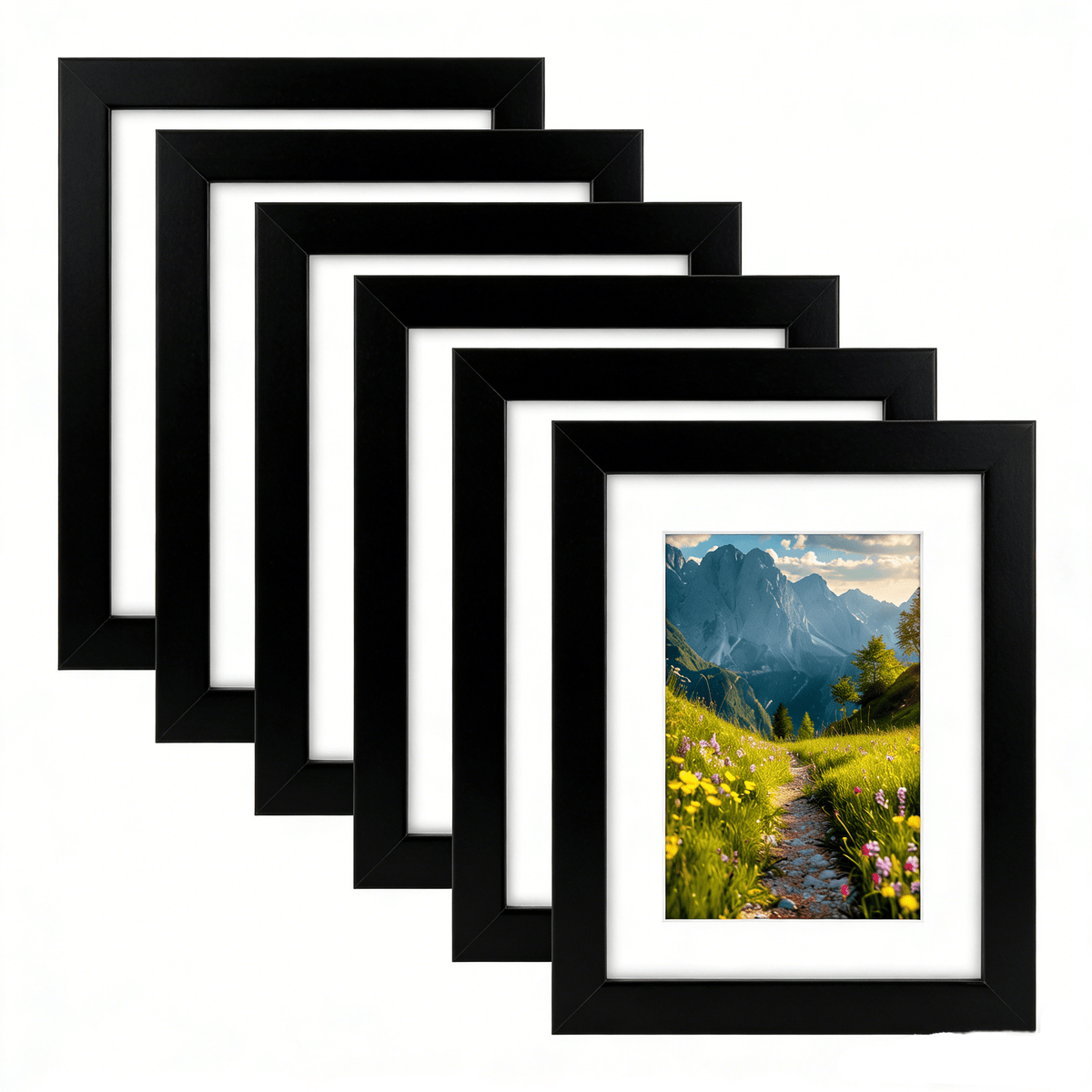 6 Packs 6x8/8x10/9x12/11x14/16x20 Picture Frames Set, Engineered Wood Gallery Wall Frame Set with Plexiglass - Wall Mounting or Tabletop Display
