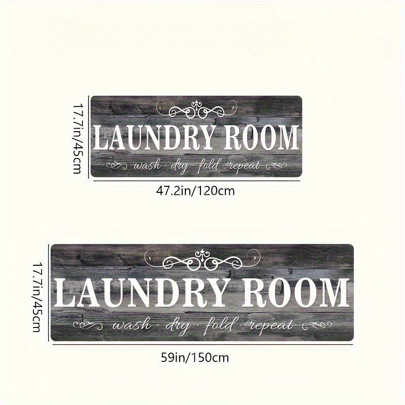 Non-Slip Laundry Runner with Rubber Backing Suitable for Bathing/Laundry/ Floor Mat, Machine Washable Gray Wood-Tone Farmhouse, Durable Floor Mat Suitable for Hallway, Rural Design for, Sturdy Structure