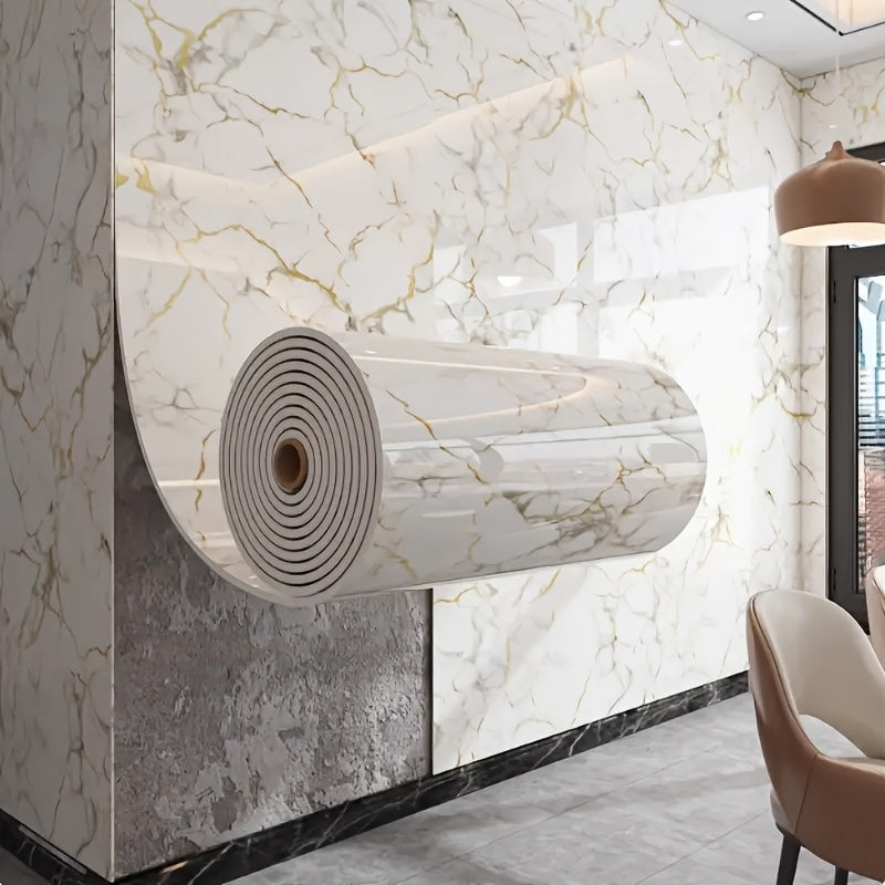 A Roll of Wall Stickers That Are Self-Adhesive And Feature a 3D Marble Design. These Peel-And-Stick Tile Decals Are Perfect for Concealing Unsightly Peeling Walls in Areas Like The Living Room, Kitchen Backsplash, Or Bathroom. They Are Made of Remov