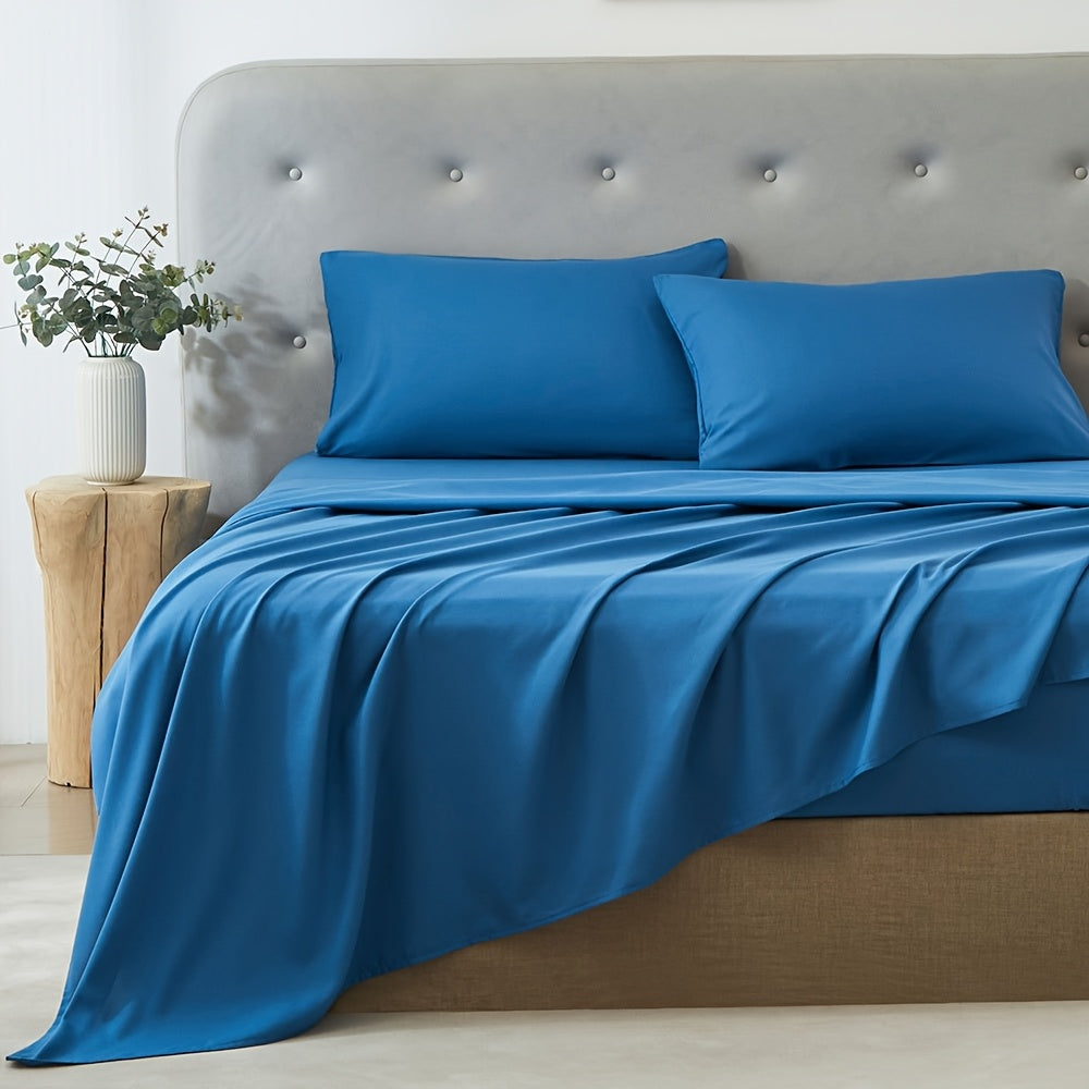 3/4pcs Ultra-Soft Microfiber Queen Size Cool Sheet Set - Hypoallergenic, Breathable with (14" - 17") Deep Pocket, Shrink & Fade Resistant - Includes Flat Sheet, Fitted Sheet, And 1/2 Pillowcases - Ideal for Queen & King Sizes - Gifts, Random Color
