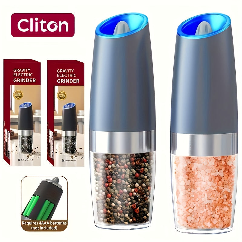 1pc/2pcs Electric Salt and Pepper Grinder Set with LED Lights - Large Capacity, Gravity-Driven Mechanism, Multi-Color Options (Red/)