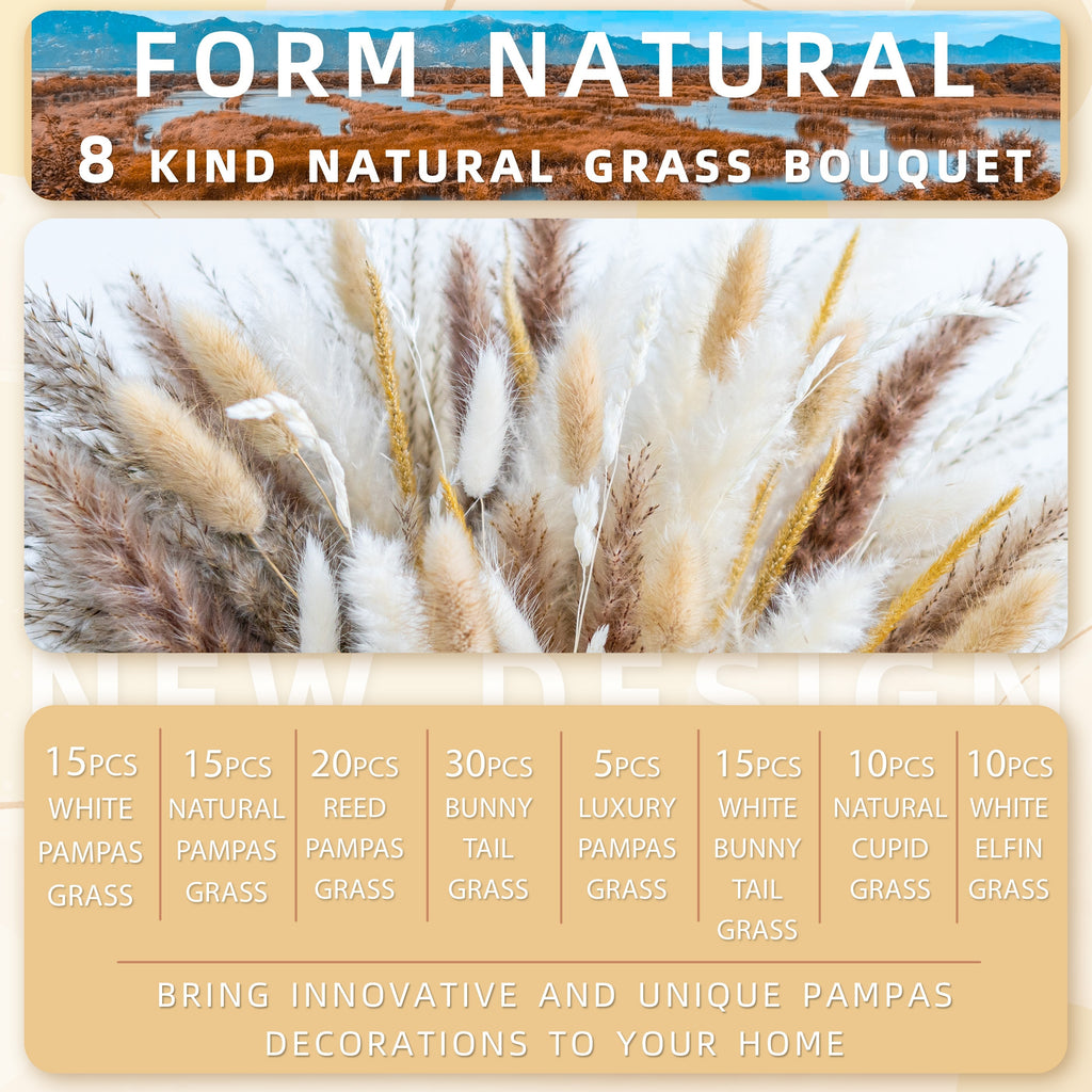 105pcs 120pcs Natural Pampas Grass Decor Bouquet | Boho Dried Floral Arrangement Centerpiece Table Decor Wedding Decor Rustic Decor