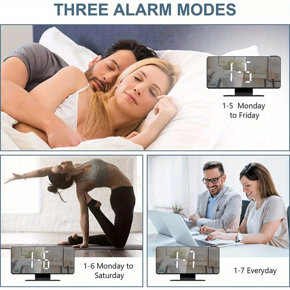 LED Temperature And Humidity Projection Alarm Clock, Accurate Temperature And Humidity Monitoring, Intelligent LED Projection Display, Multifunctional Smart Home Devices, Improve The Quality Of Life, Suitable For Office Workers And Students Use