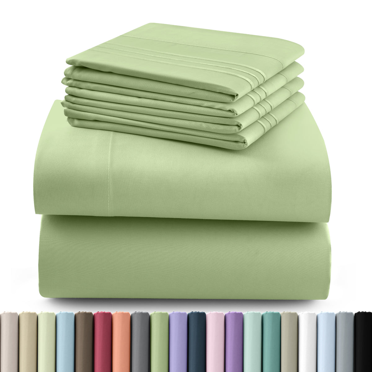 Hannah Bedding Sheet Set - 6 PC Brushed 100% polyester Bed Sheets 16 Inches Deep Pockets - Embroidered & Plain Pillowcases - Hotel Luxury Sheets Bed Set - Soft Bedding Sheets