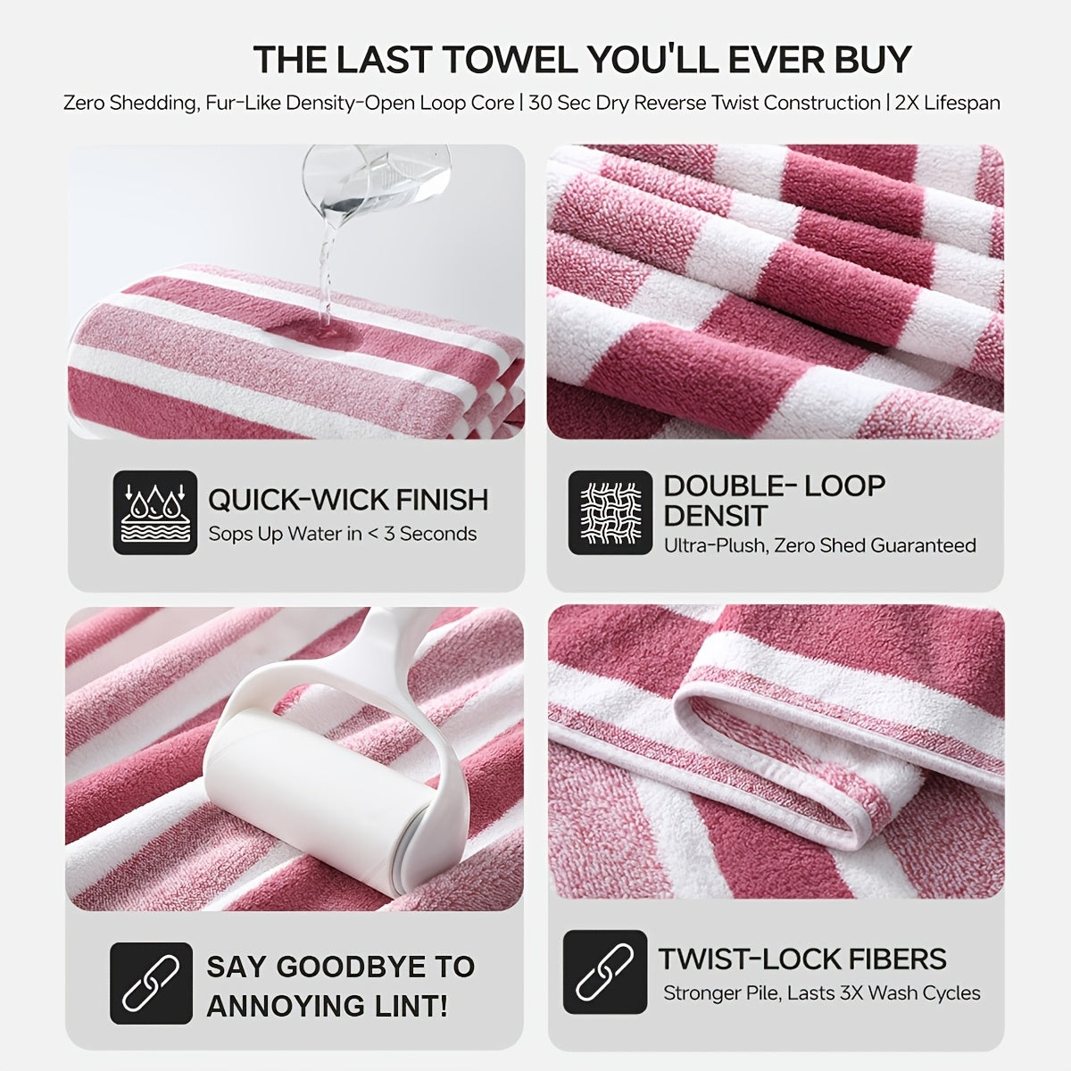 10pcs/3pcs/1pc Towel Set, No Hair Loss, Super Water Absorption, Ultra-Soft Microfiber Beach Towels for Adults, Super Soft Five-star Hotel Standard Two-color Striped Interval Bath Towel Combination(11.81x11.81inch, 13.78x29.53inch, 27.56x55.12inch)
