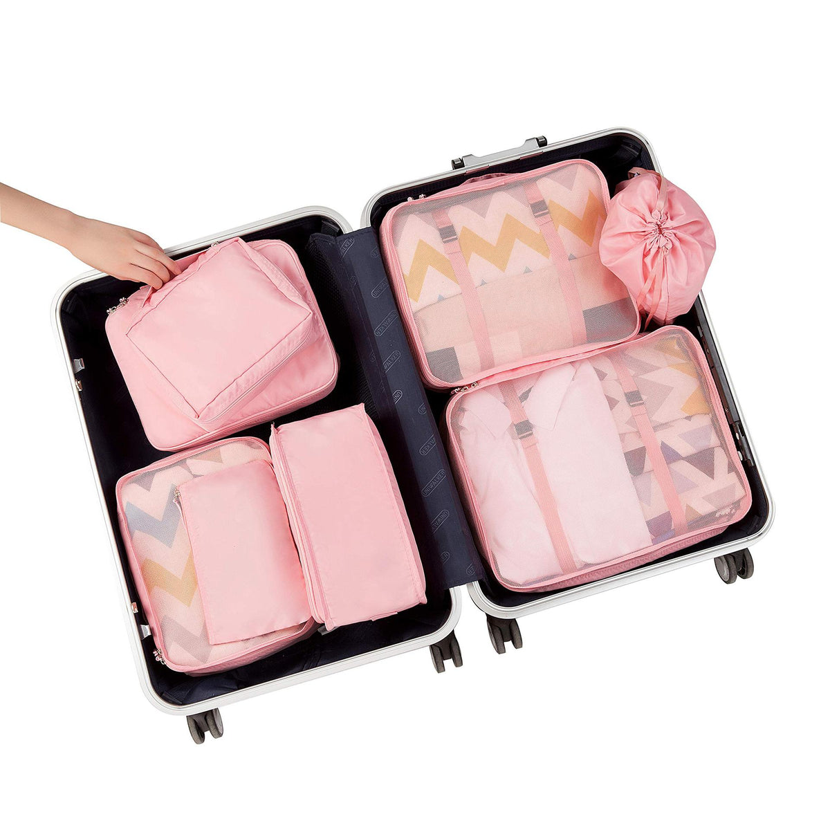 8pcs/ Set Packing Cubes for Suitcases, Travel Luggage Packing Organizers, Closet Storage, Under-Bed Storage, Storage Trunks, Compression Storage Shoe Bag, Clothing Underwear Bag, for Man & Women, Under-Bed Storage