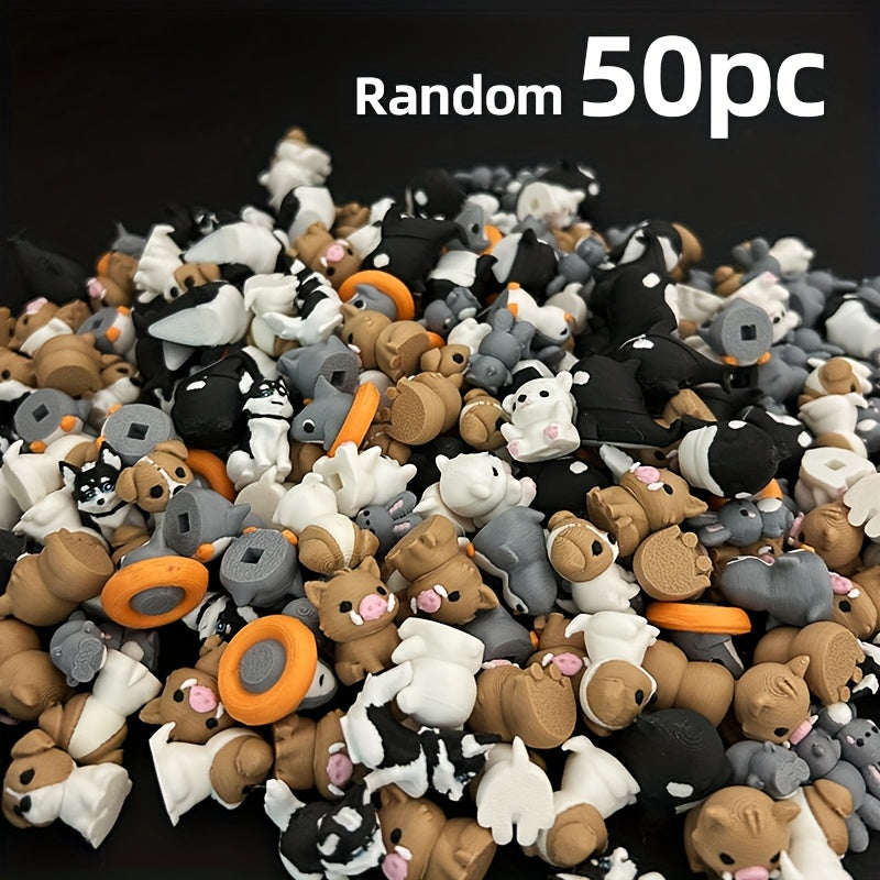 30/50/100/150pcs Multi-color Printing 6 Mini Animal 3D Printed Statue Ornaments for Home Decoration, Colorful And Exquisite Decorations, Suitable for Fairy Gardens, Landscapes, No Batteries Required, PLA Material, Christmas Styles Are Random.