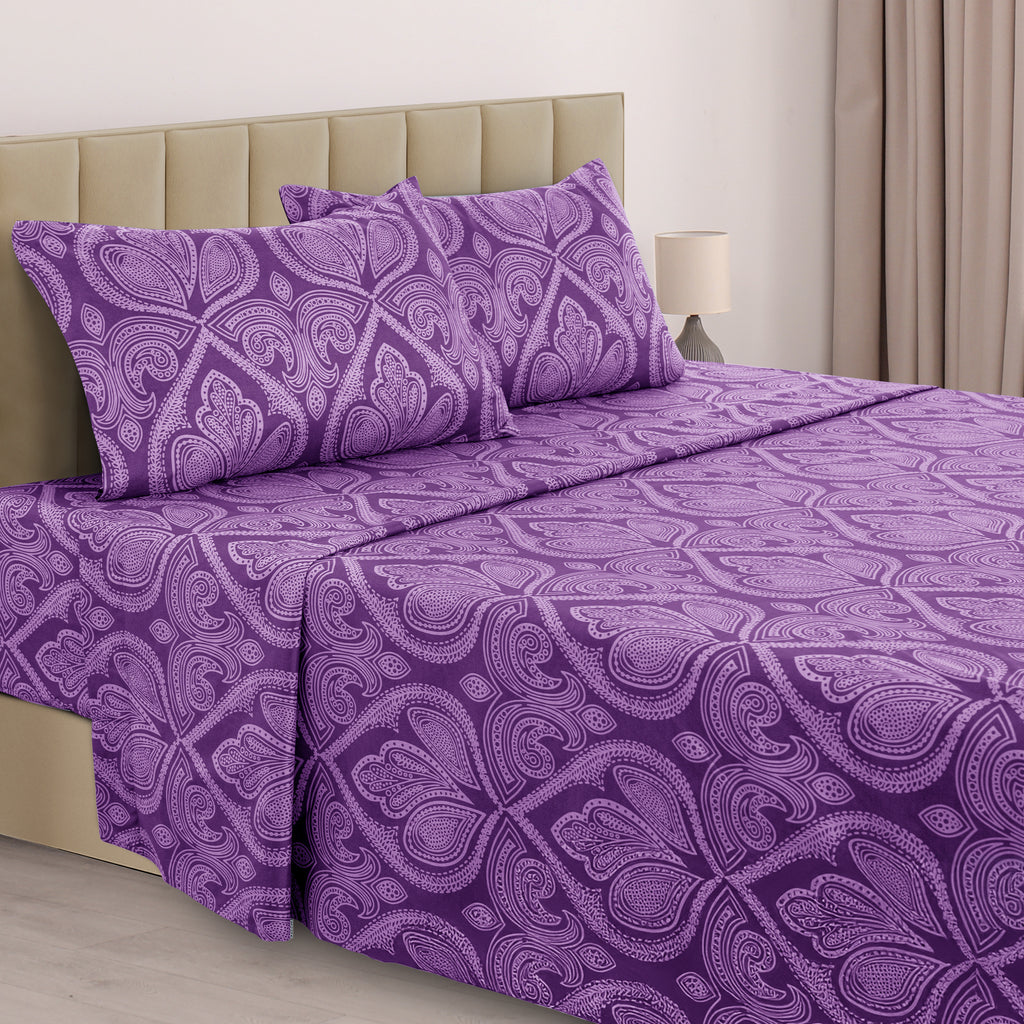 Paisley Bed Sheet Set, Soft Double Brushed Microfiber Bedding with 16-Inch Deep Pocket Fitted Sheet and Pillowcases in Six Sizes for Bedroom Comfort