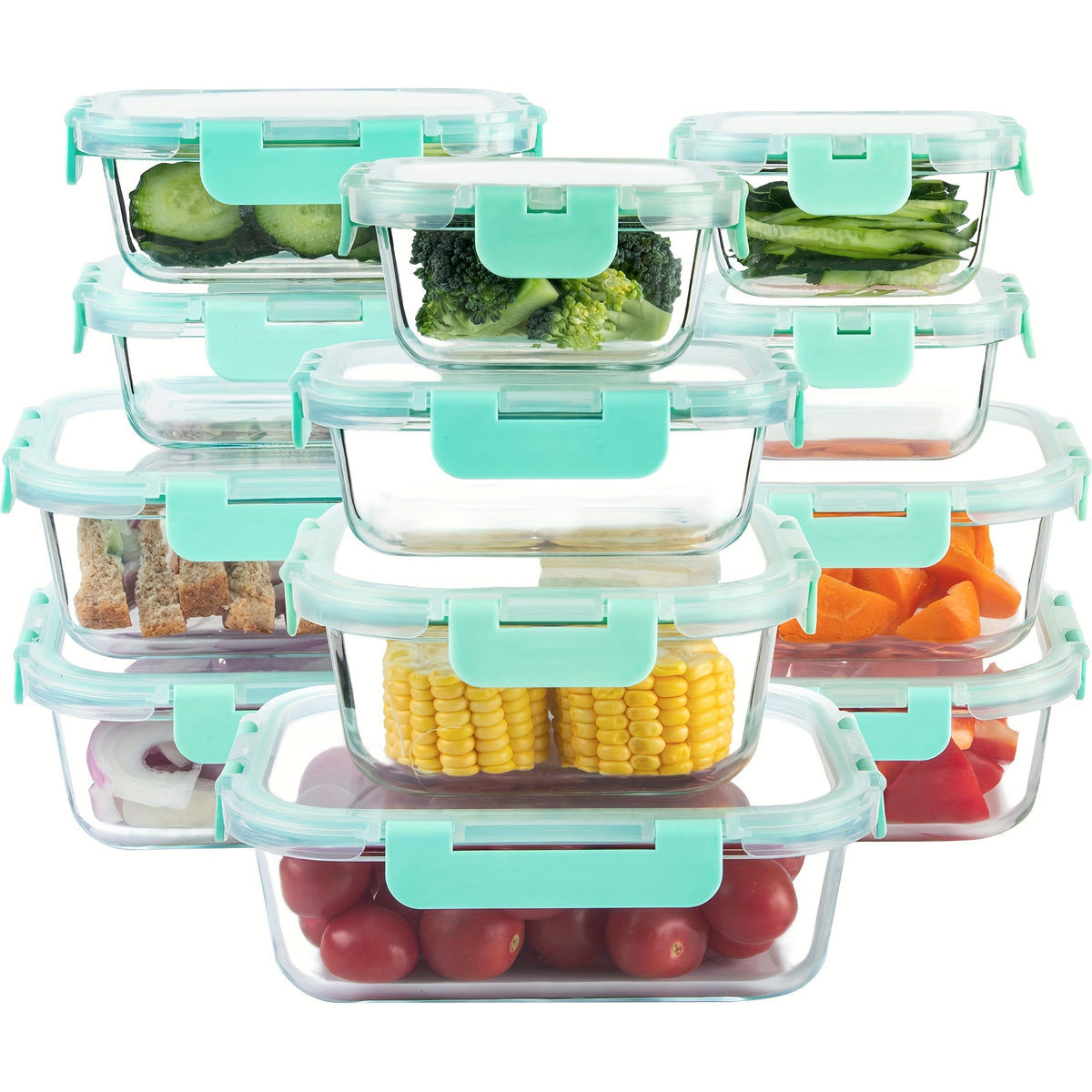 24pcs (12 Lids+12 Glass Bowl) Borosilicate Glass Food Storage Containers with Airtight Lids, Ideal for Meal Prep, Lunches - Microwave and Dishwasher Safe