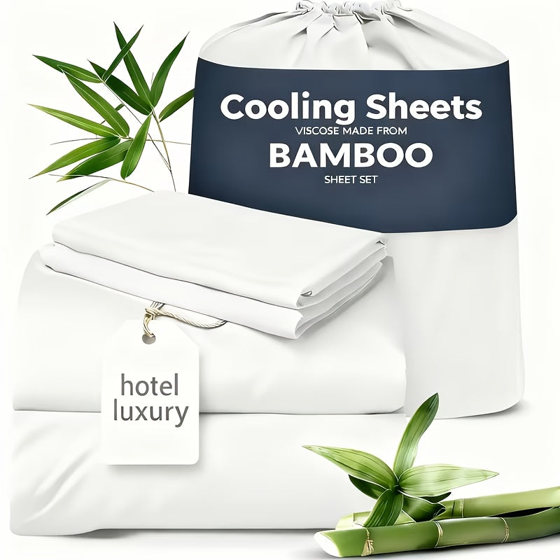 3/4pcs Cooling Sheets Set - Bamboo Bed Sheets Set Queen Size - Luxury Fitted Sheet Set - 1660TC Ultra Soft Children Sheet & Pillowcase Sets - Deep Pockets - Unmatched Comfort & Softness Sleep - Perfect Fit for All Beds Set - Include Random Color
